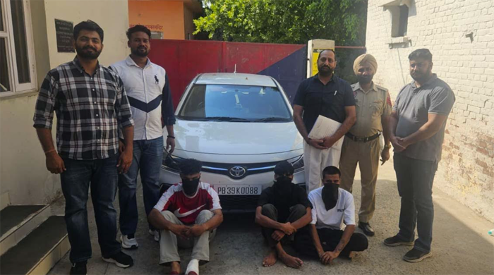 Mohali Police has arrested 3 people who stole a car at gunpoint